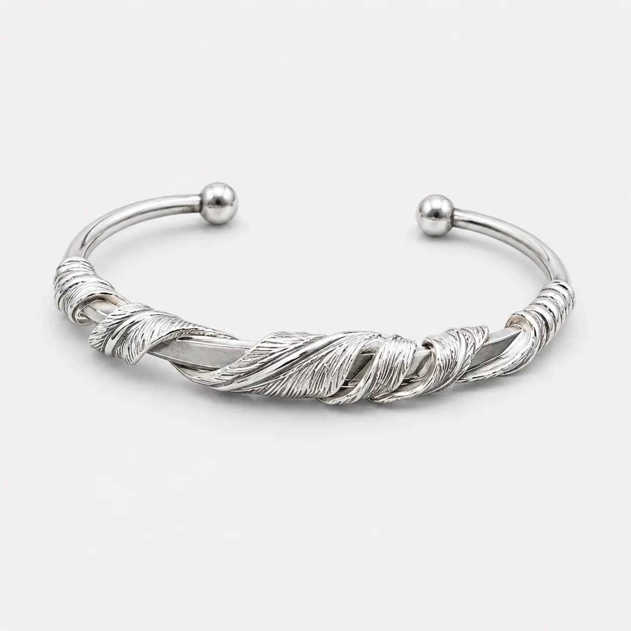 Horizon Blue Twist Feather Bangle | Ginza Silver