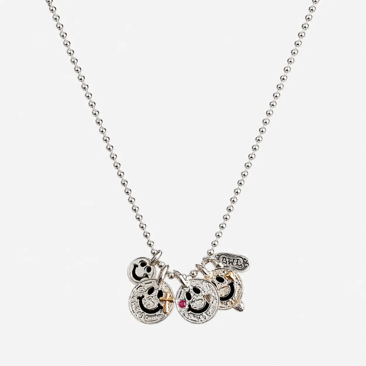 BWL Silver Set Chain Ball Necklace