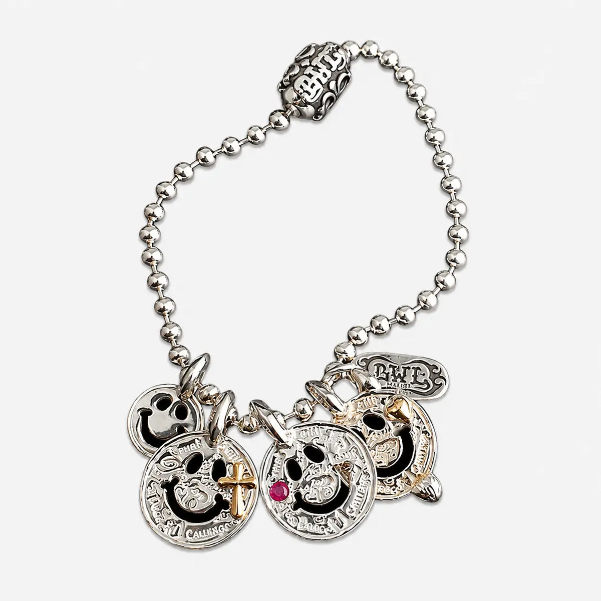 BWL Silver Set Chain Ball Necklace