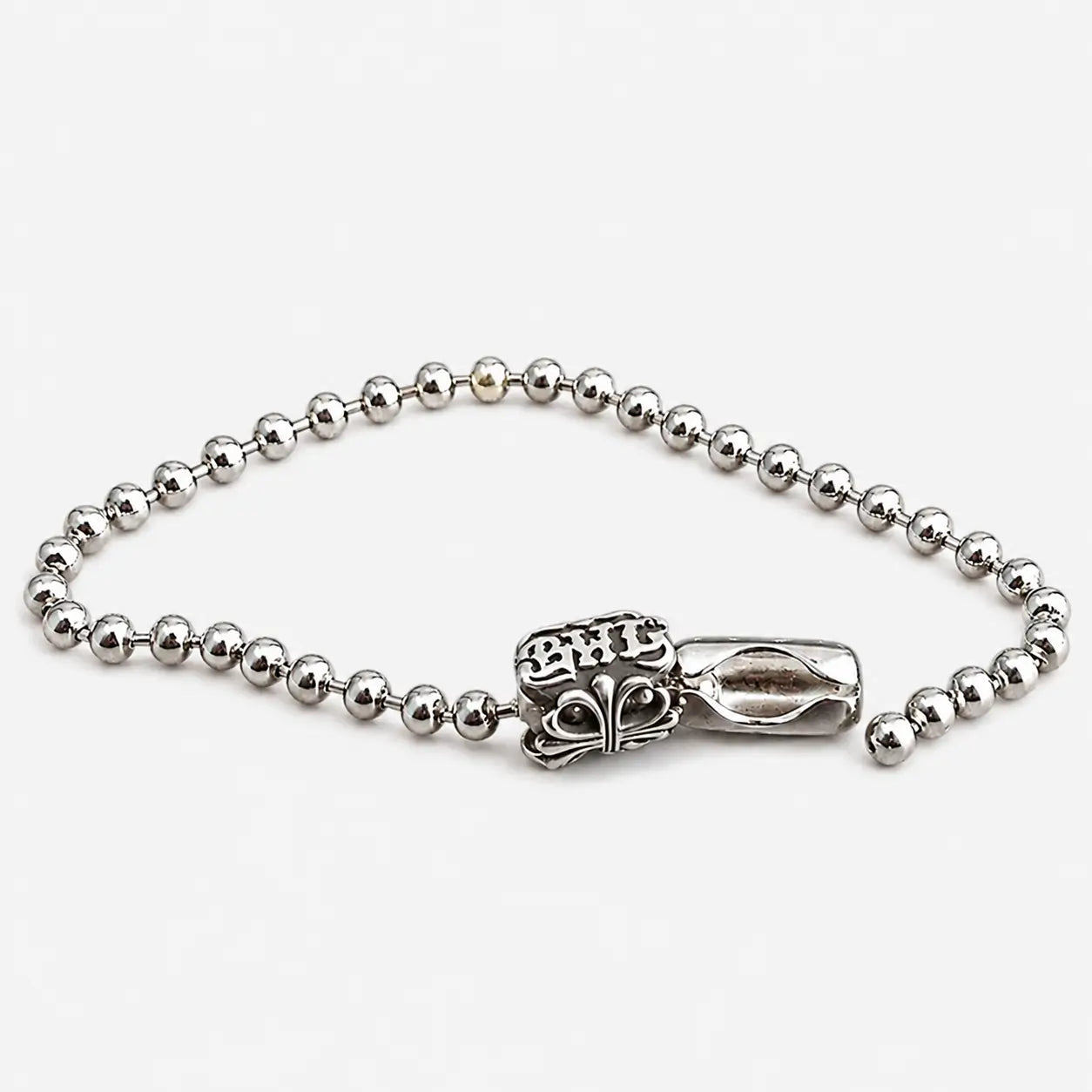 BWL Silver Set Chain Ball Necklace