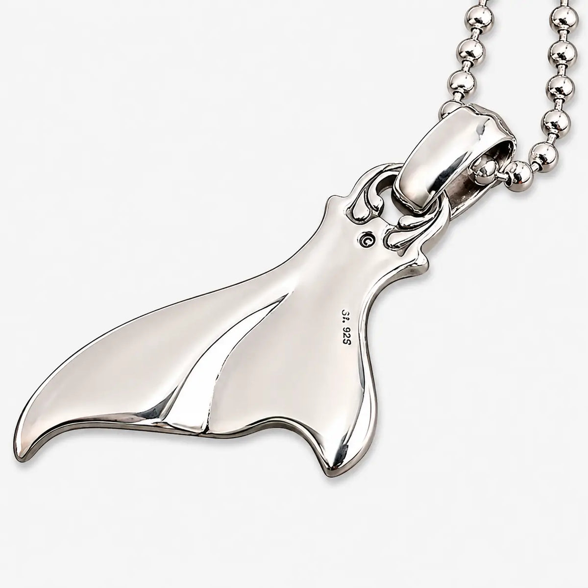 BWL Whale Tail Pendant with Skull