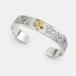 First Arrow's 12mm Arabesque Bangle with 18k Gold Sakura Flower