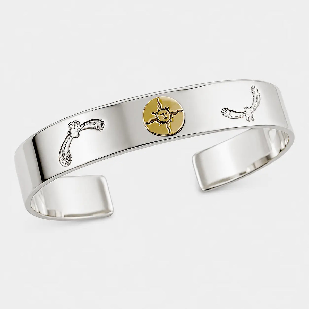 First Arrow's 18K "Sunburst" 12mm Standard Bangle with Eagle Stamps