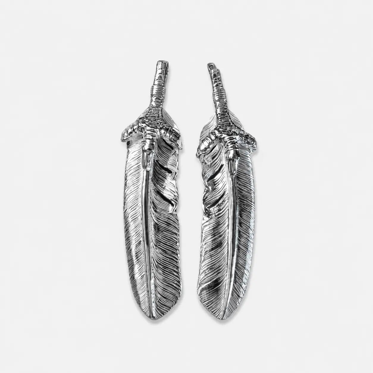 First Arrow's Large Eagle Claw Feather Silver Pendant