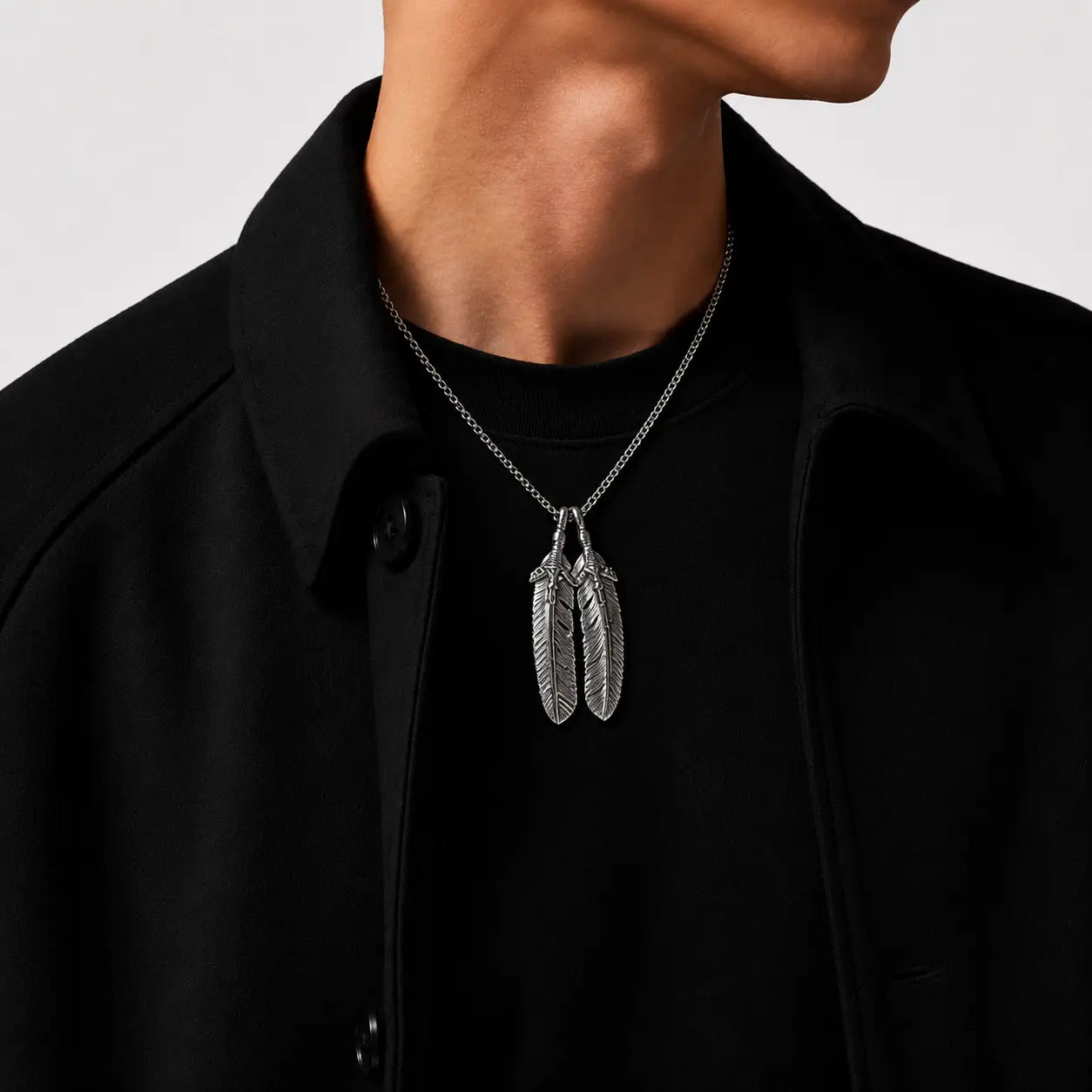 First Arrow's Large Eagle Claw Feather Silver Pendant