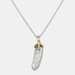 First Arrow's Large Feather Pendant With 18K Gold Eagle Claw