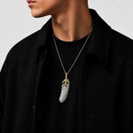 First Arrow's Large Feather Pendant With 18K Gold Eagle Claw