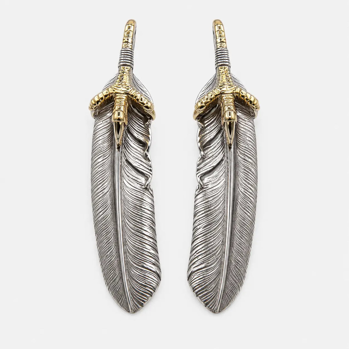 First Arrow's Large Feather Pendant With 18K Gold Eagle Claw