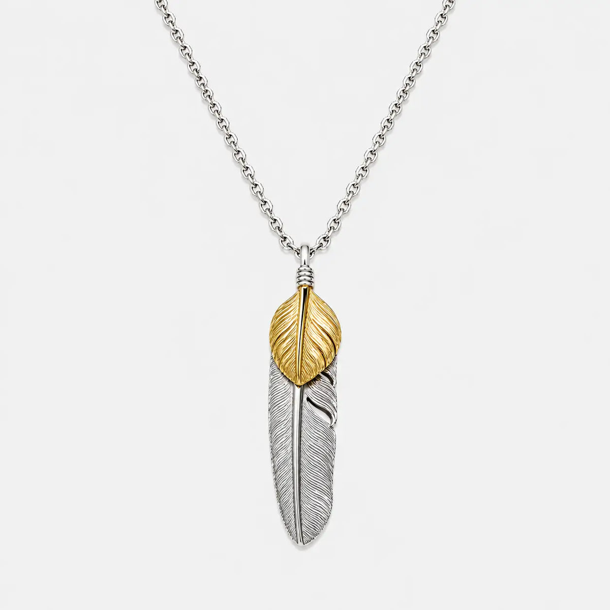First Arrow's Large Feather With 18K Gold "Heart Feather" Pendant