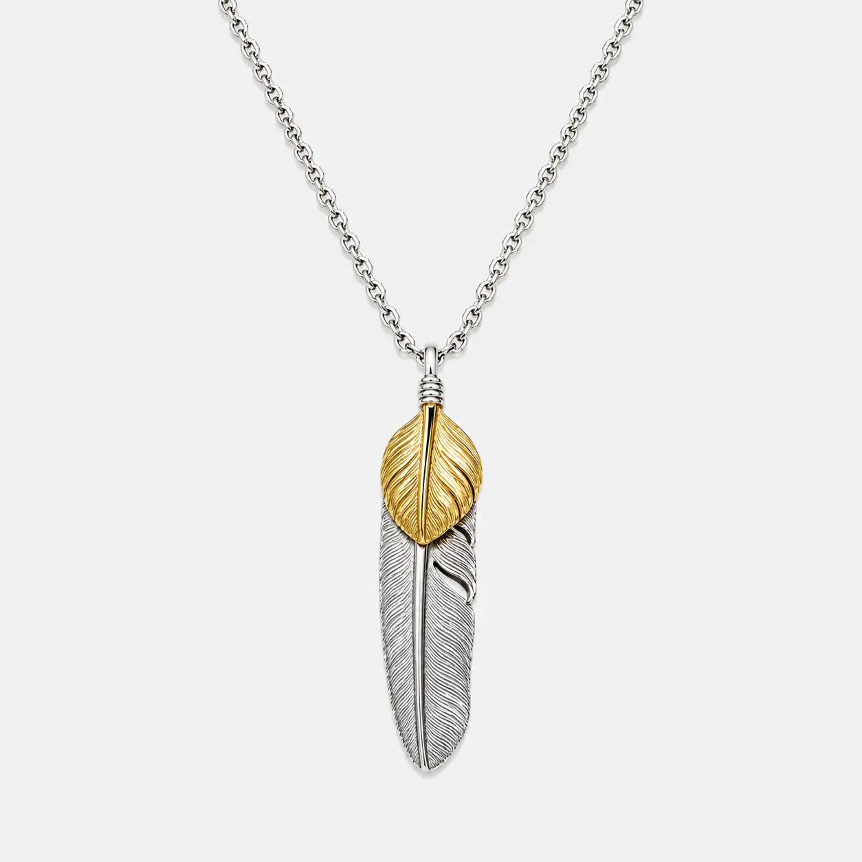 First Arrow's Large Feather With 18K Gold "Heart Feather" Pendant