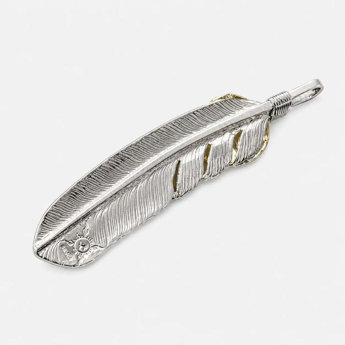 First Arrow's Large Feather With 18K Gold "Heart Feather" Pendant