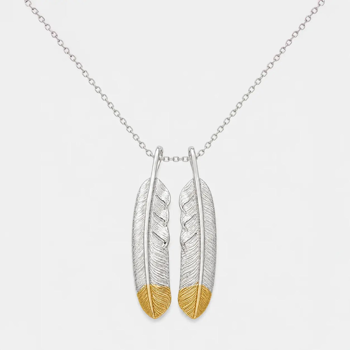 First Arrow's Large Quarter 18k Gold Feather Pendant