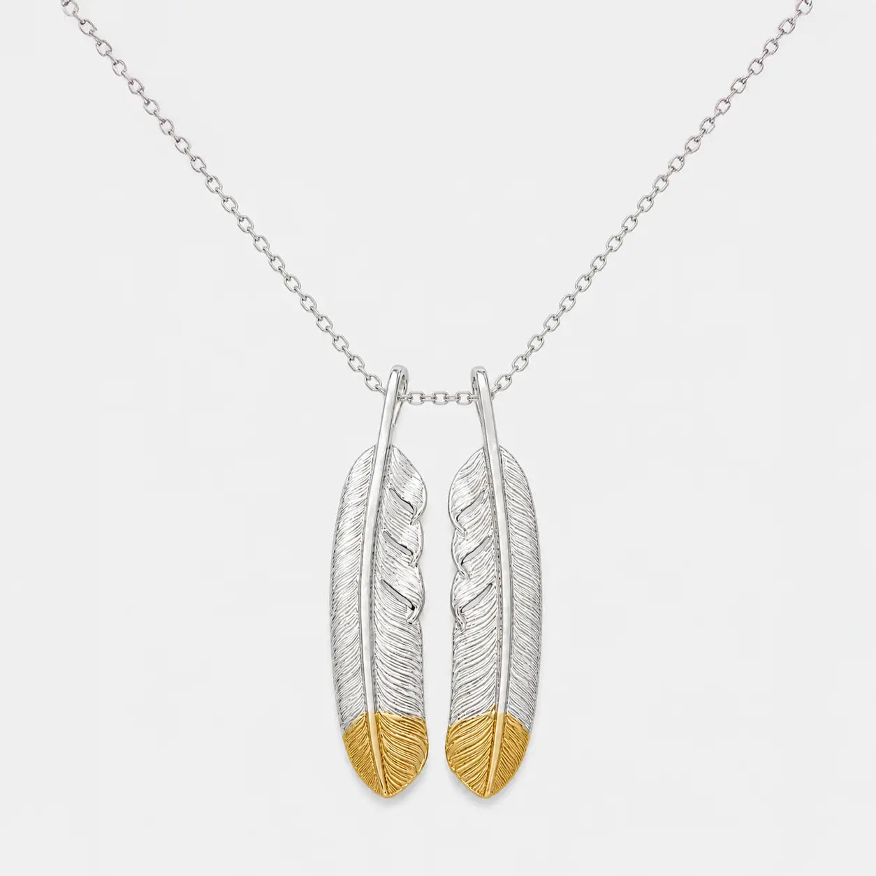 First Arrow's Large Quarter 18k Gold Feather Pendant
