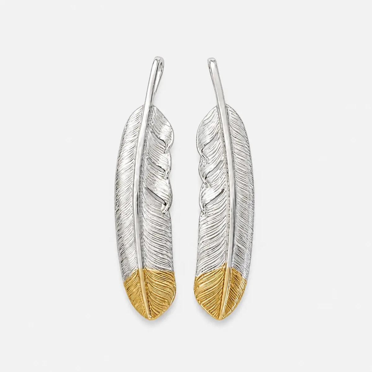 First Arrow's Large Quarter 18k Gold Feather Pendant