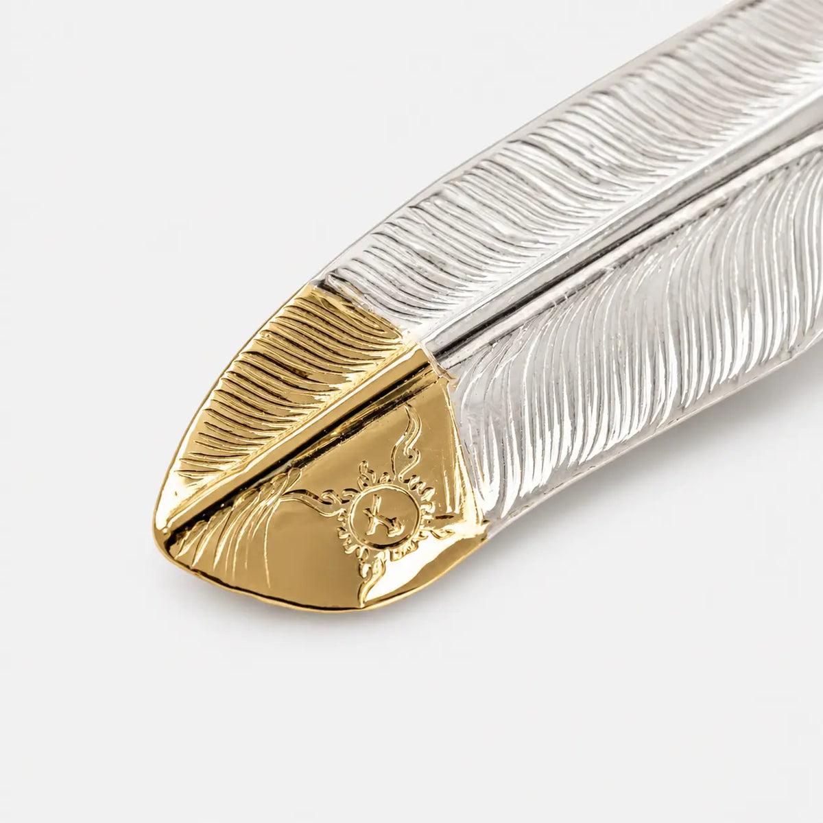 First Arrow's Large Quarter 18k Gold Feather Pendant