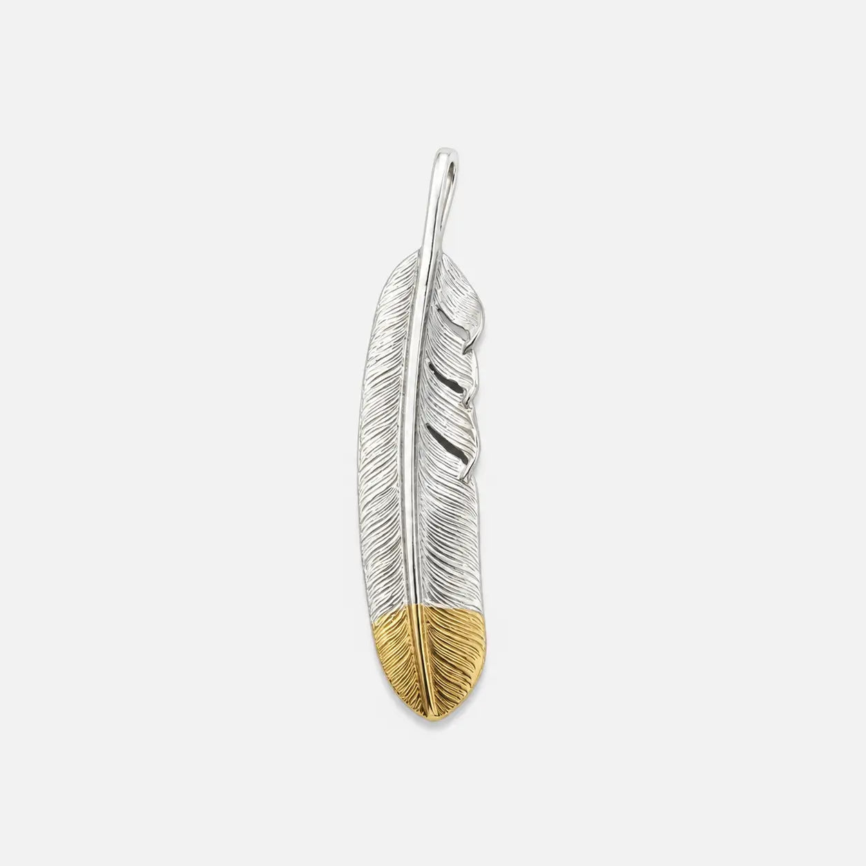 First Arrow's Large Quarter 18k Gold Feather Pendant