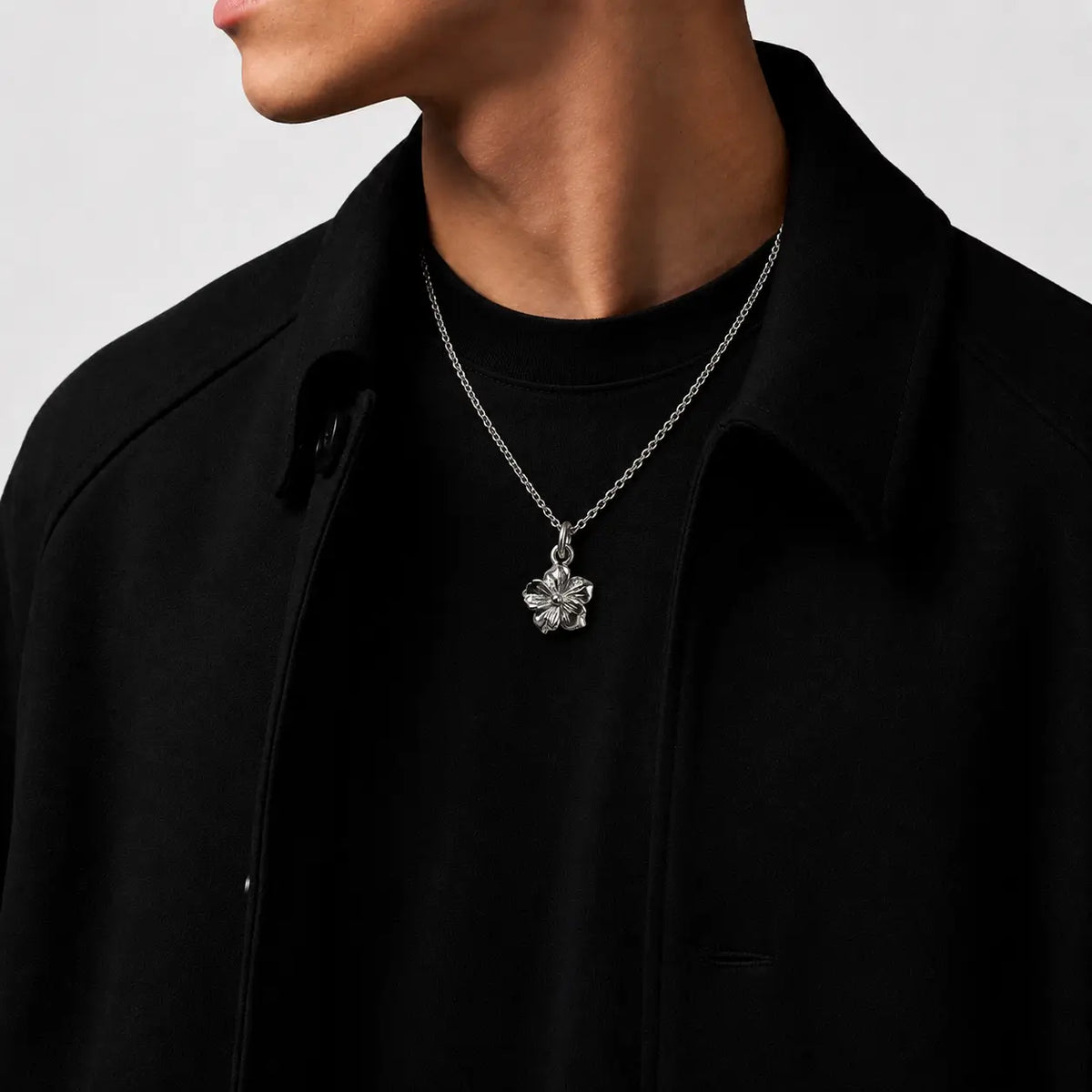 First Arrow's Silver Flower Metal Pendant (M)
