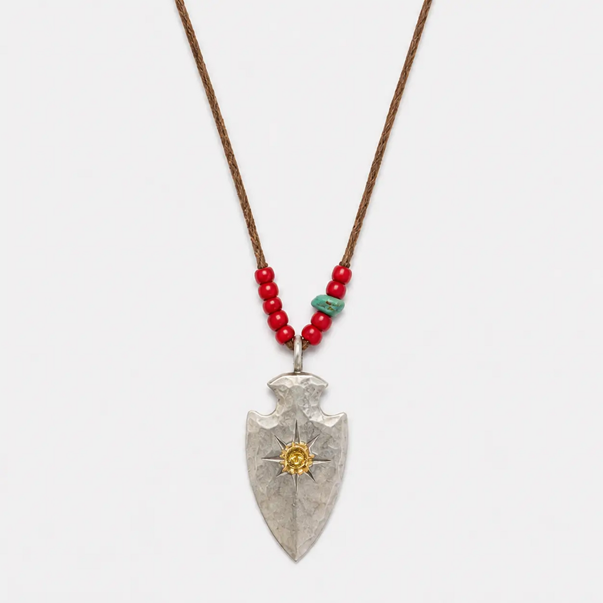 Goros Arrowhead With K18 Gold (L) and Red Beads Setup