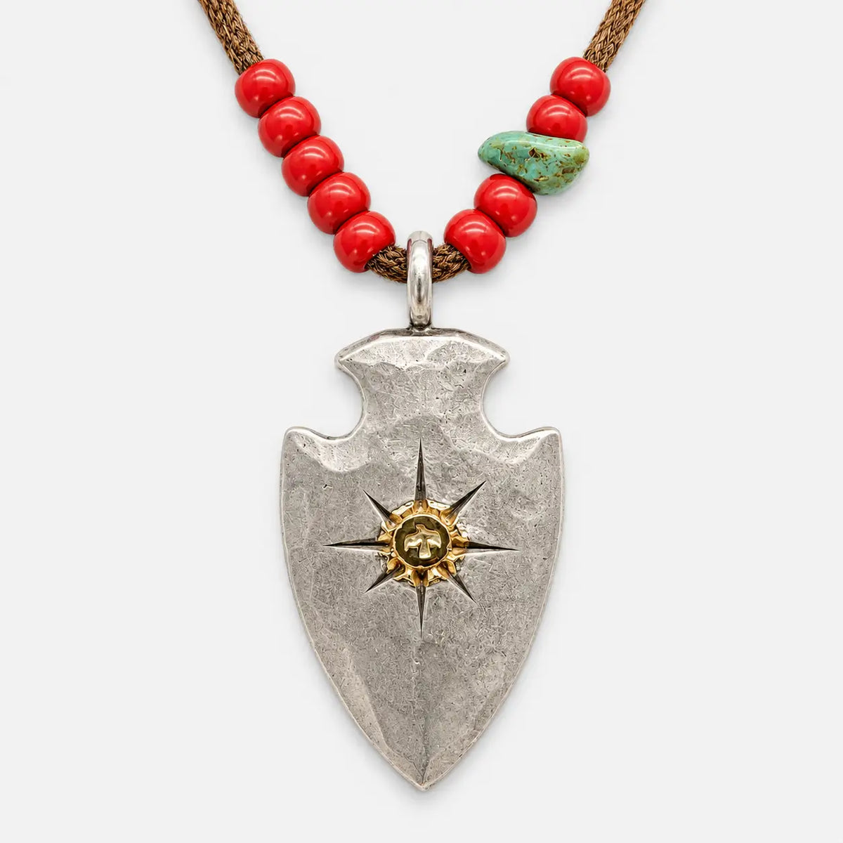Goros Arrowhead With K18 Gold (L) and Red Beads Setup