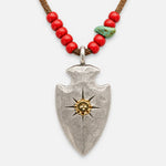 Goros Arrowhead With K18 Gold (L) and Red Beads Setup