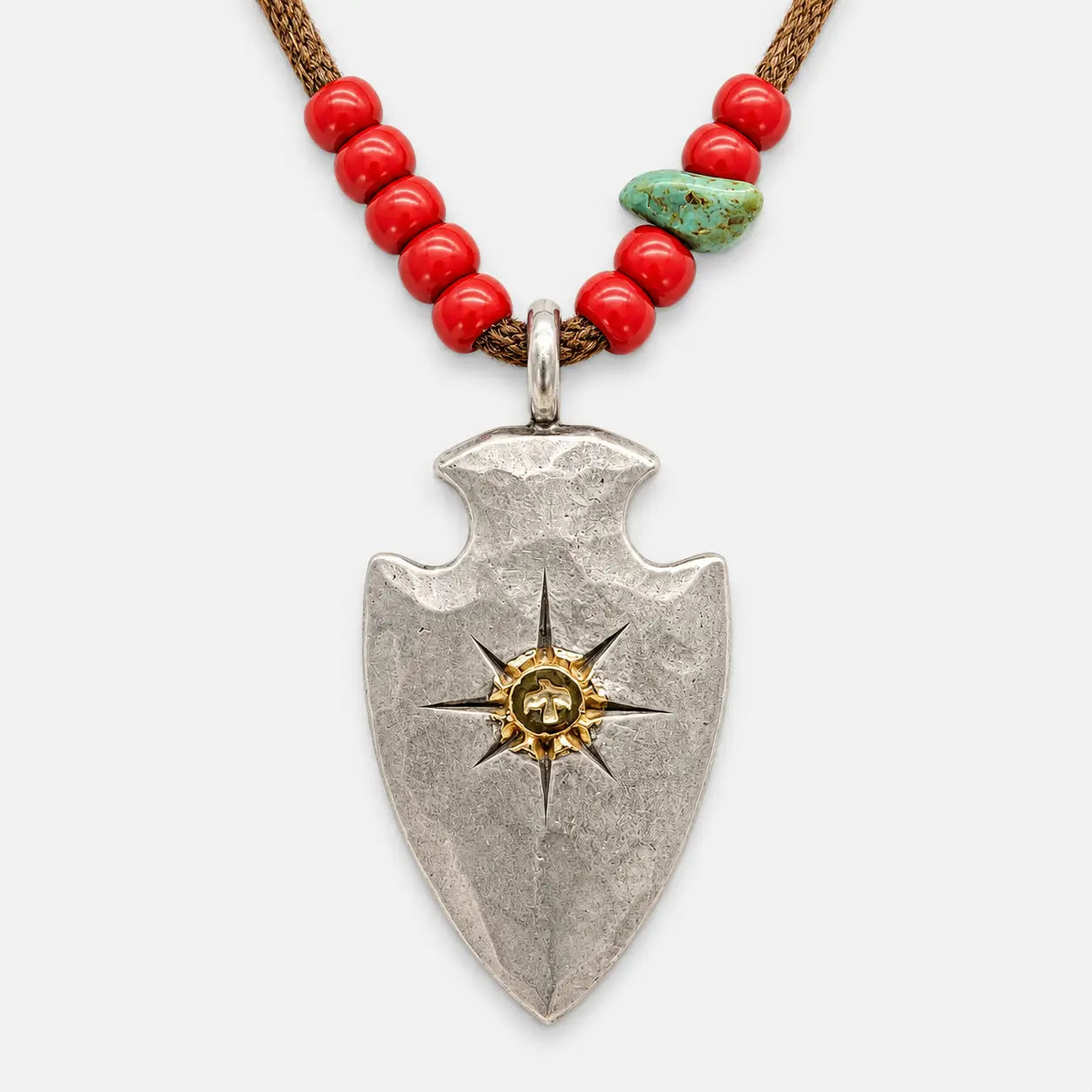 Goros Arrowhead With K18 Gold (L) and Red Beads Setup