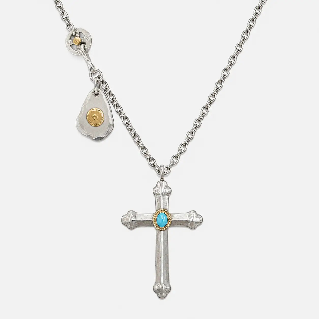 Goros Cross With Gold Rope Turquoise Setup