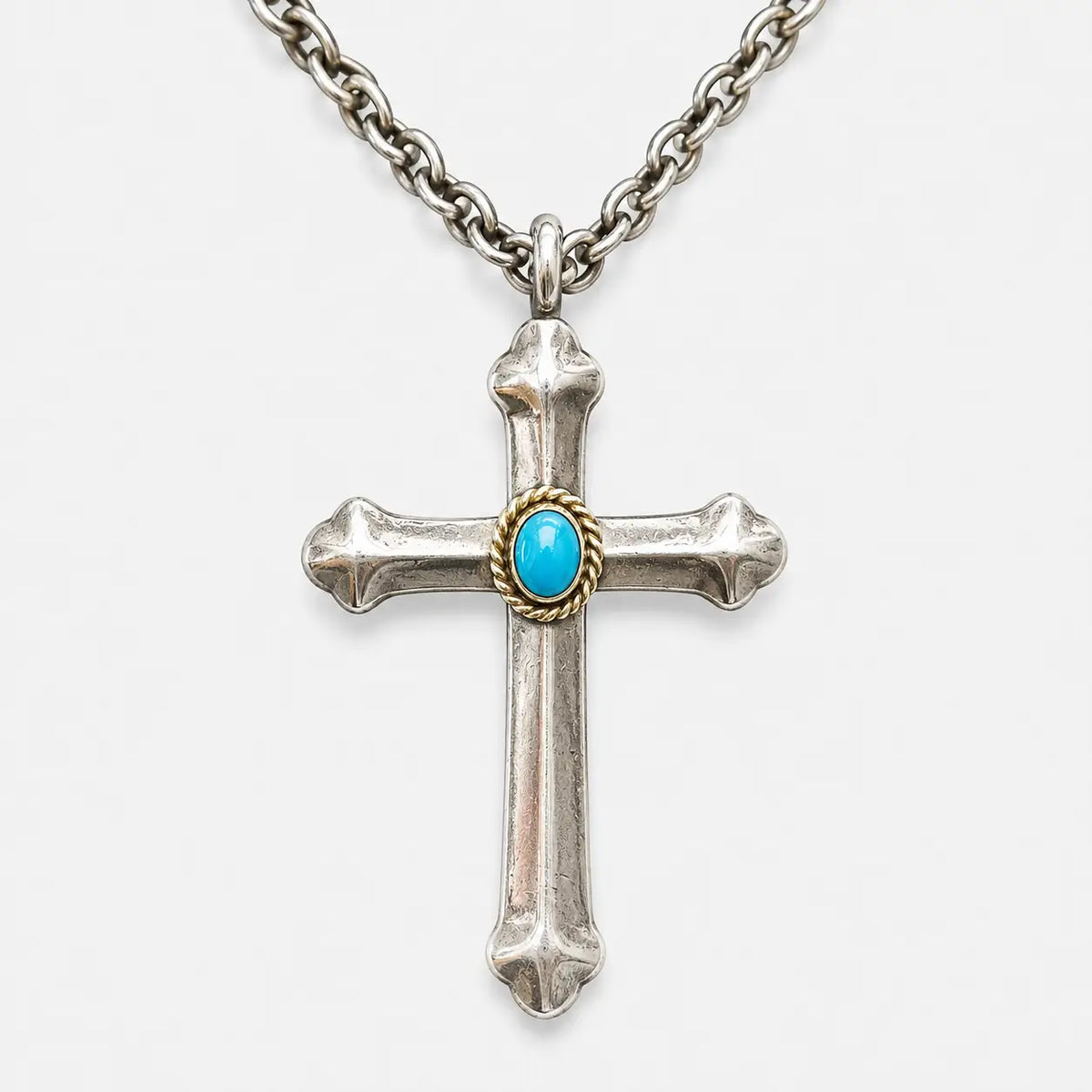 Goros Cross With Gold Rope Turquoise Setup