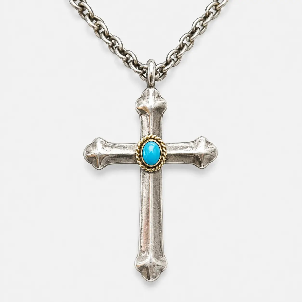 Goros Cross With Gold Rope Turquoise Setup