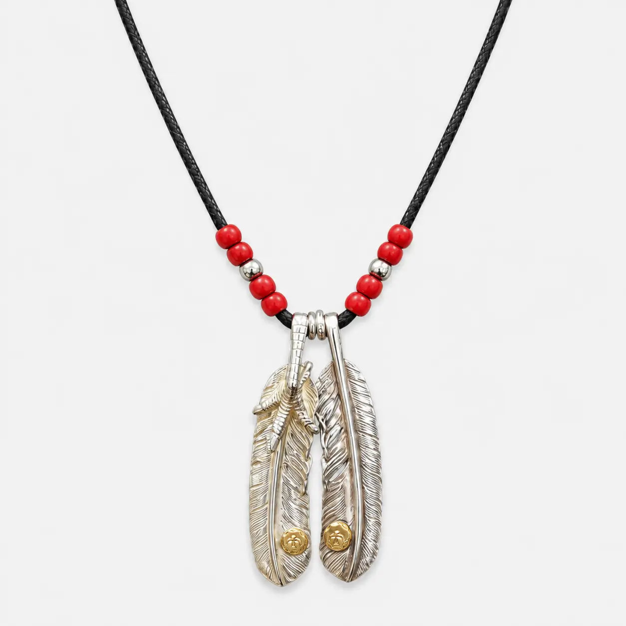 Goros Double Feather Setup With Leather Cord