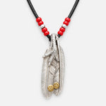 Goros Double Feather Setup With Leather Cord