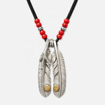 Goros Double Feather Setup With Leather Cord