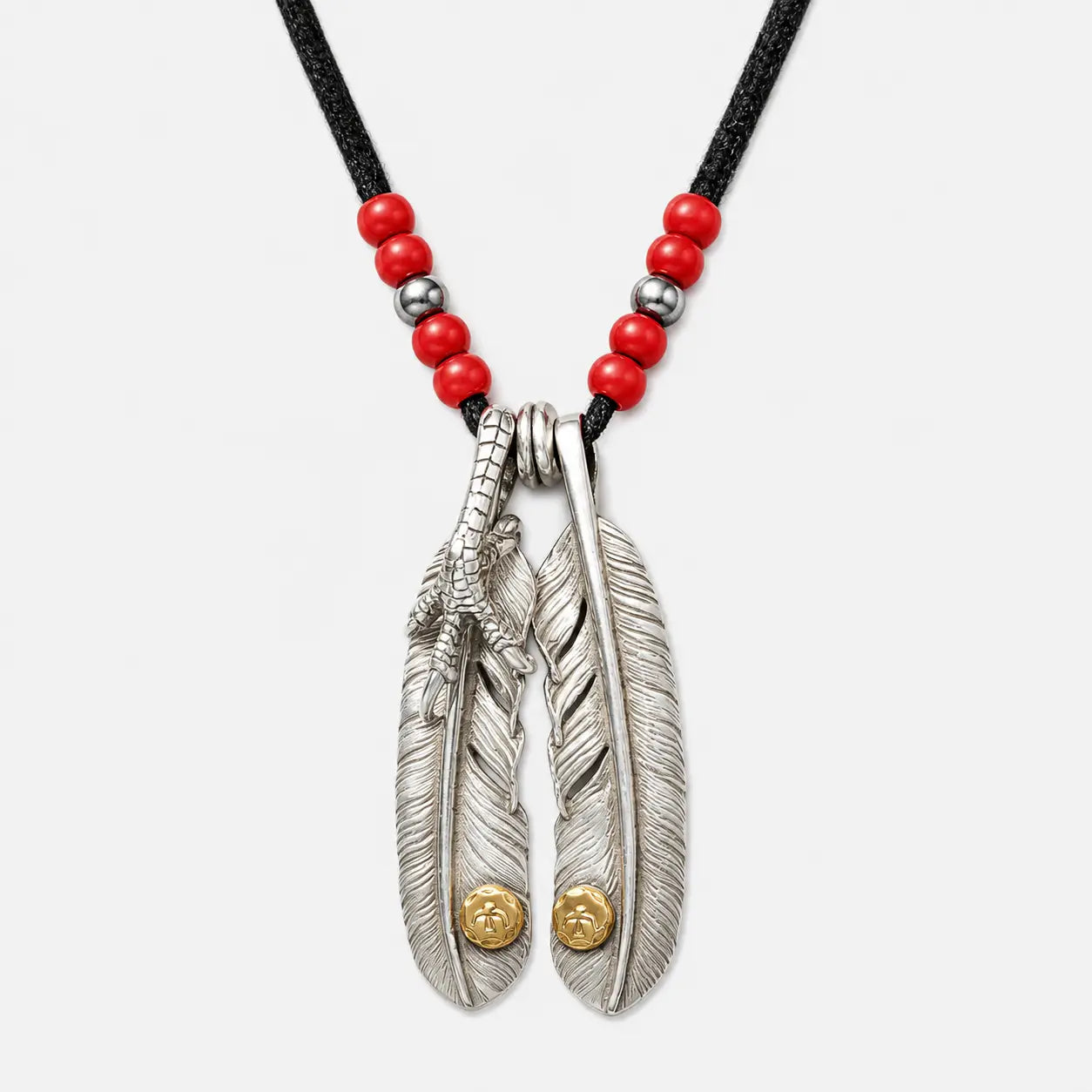 Goros Double Feather Setup With Leather Cord