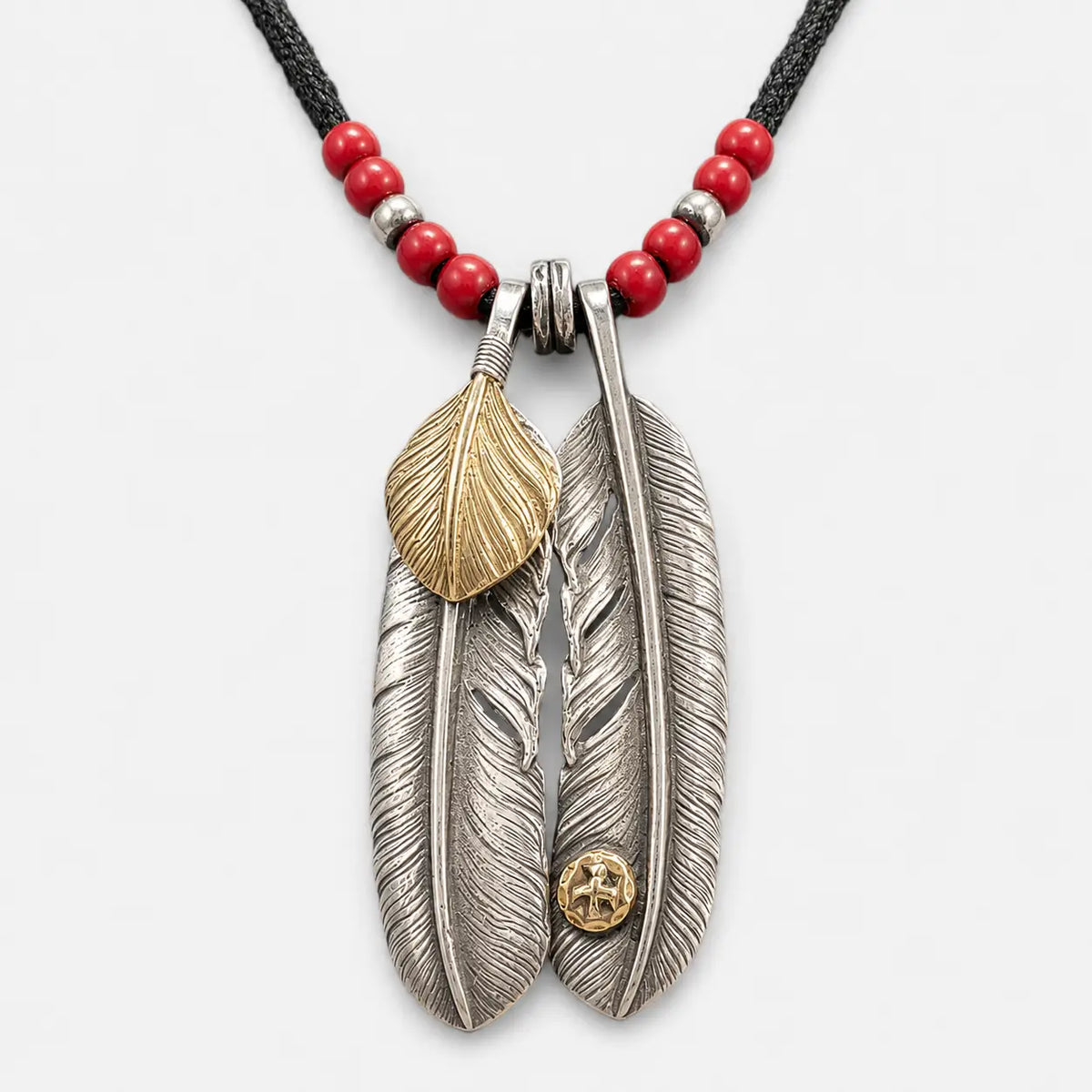 Goros Double Feathers Setup With Leather Cord