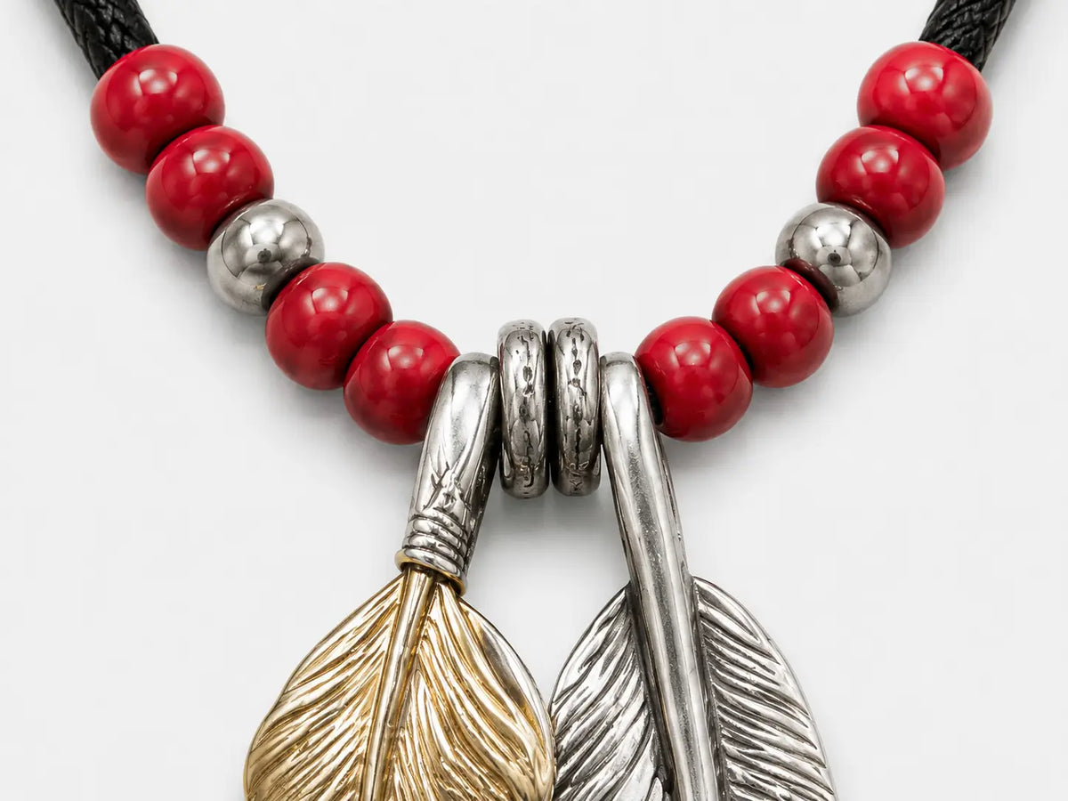 Goros Double Feathers Setup With Leather Cord