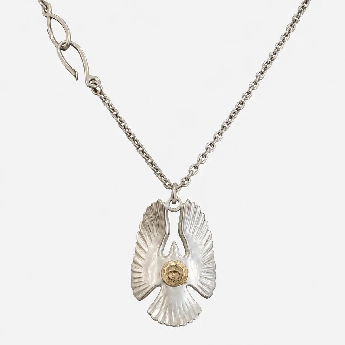 Goros Eagle Pendant With K18 Gold With Small Cornered Chain With Hook