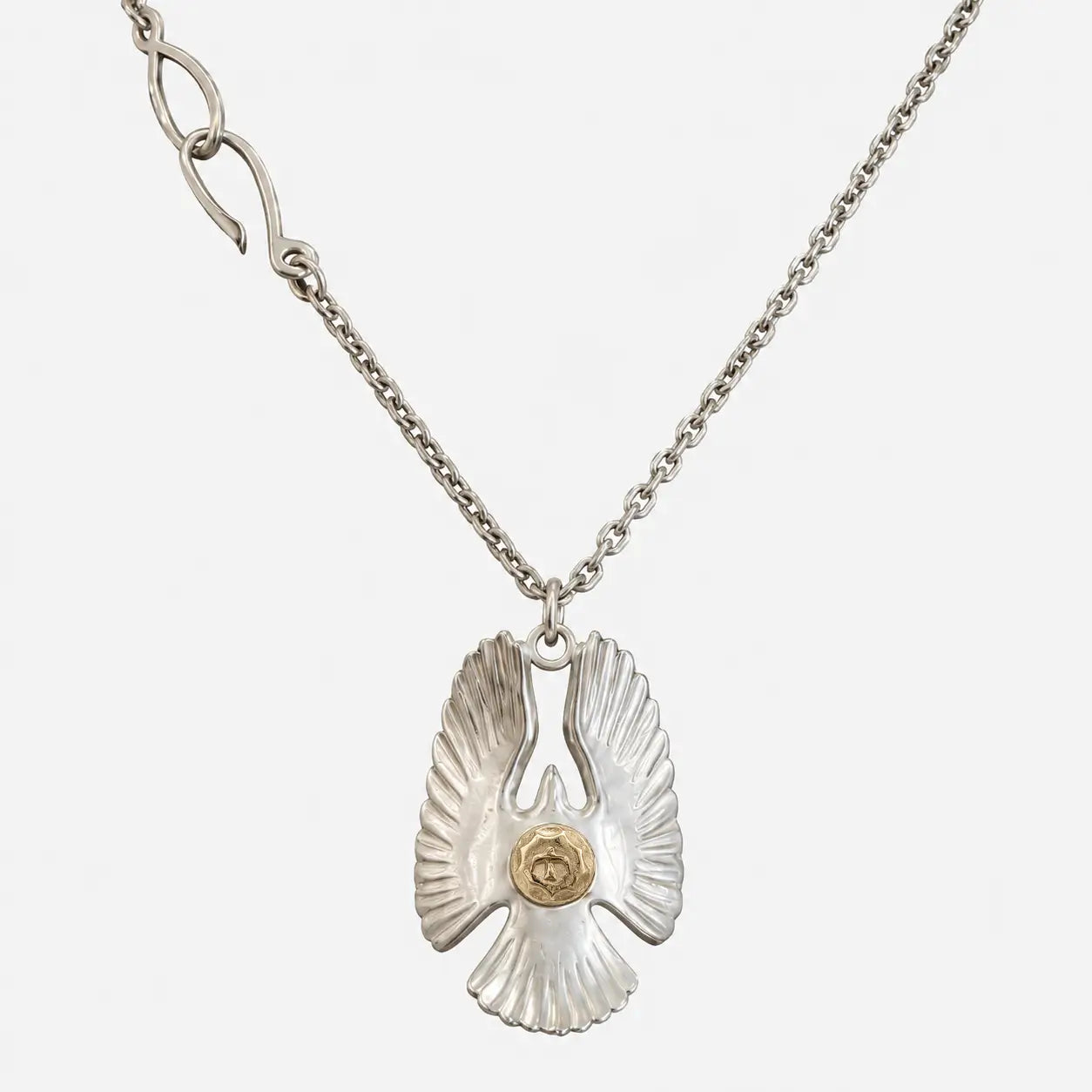 Goros Eagle Pendant With K18 Gold With Small Cornered Chain With Hook
