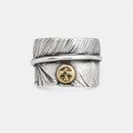Goros Feather Ring With Metal - Silver And Gold