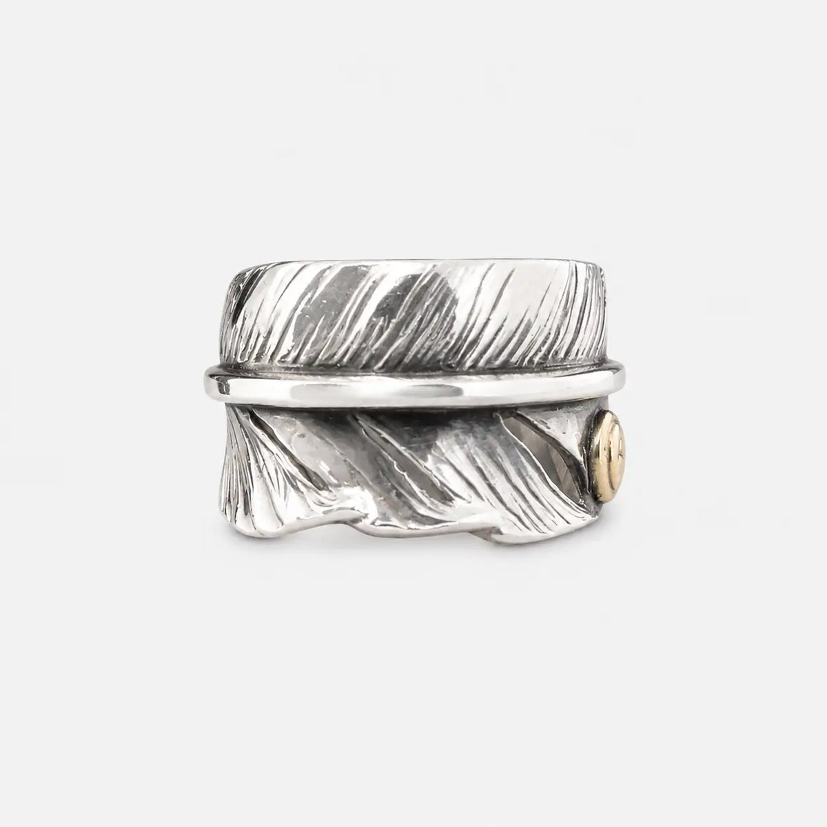 Goros Feather Ring With Metal - Silver And Gold