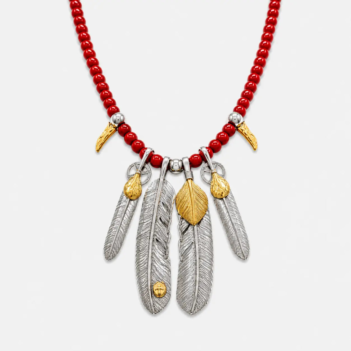 Goros Feather Setup With Red Beads