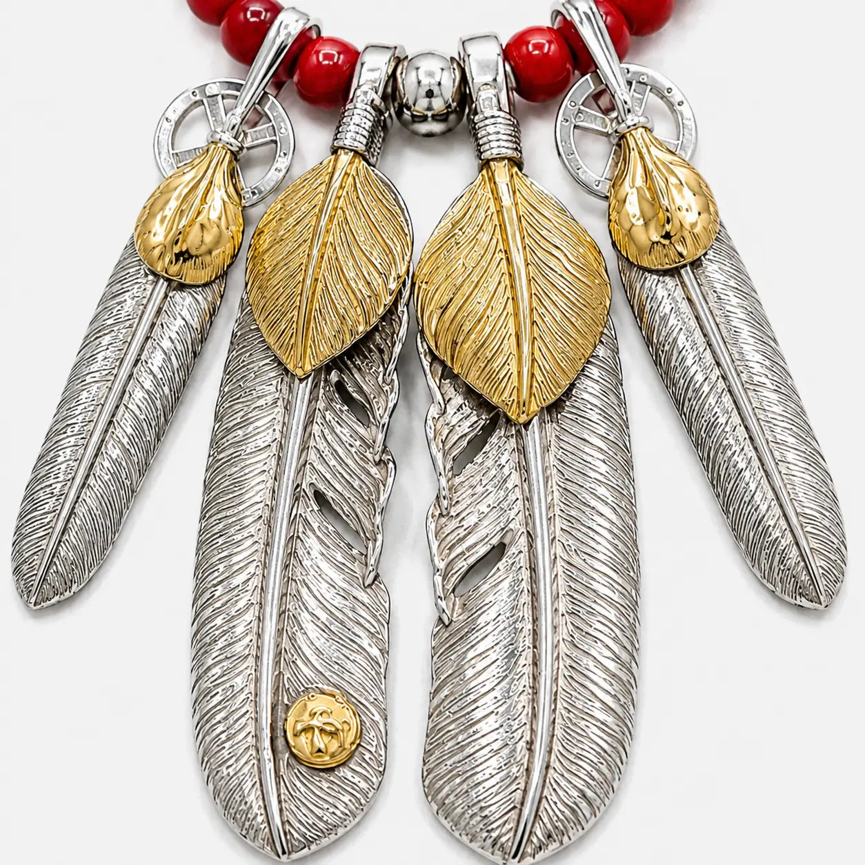 Goros Feather Setup With Red Beads