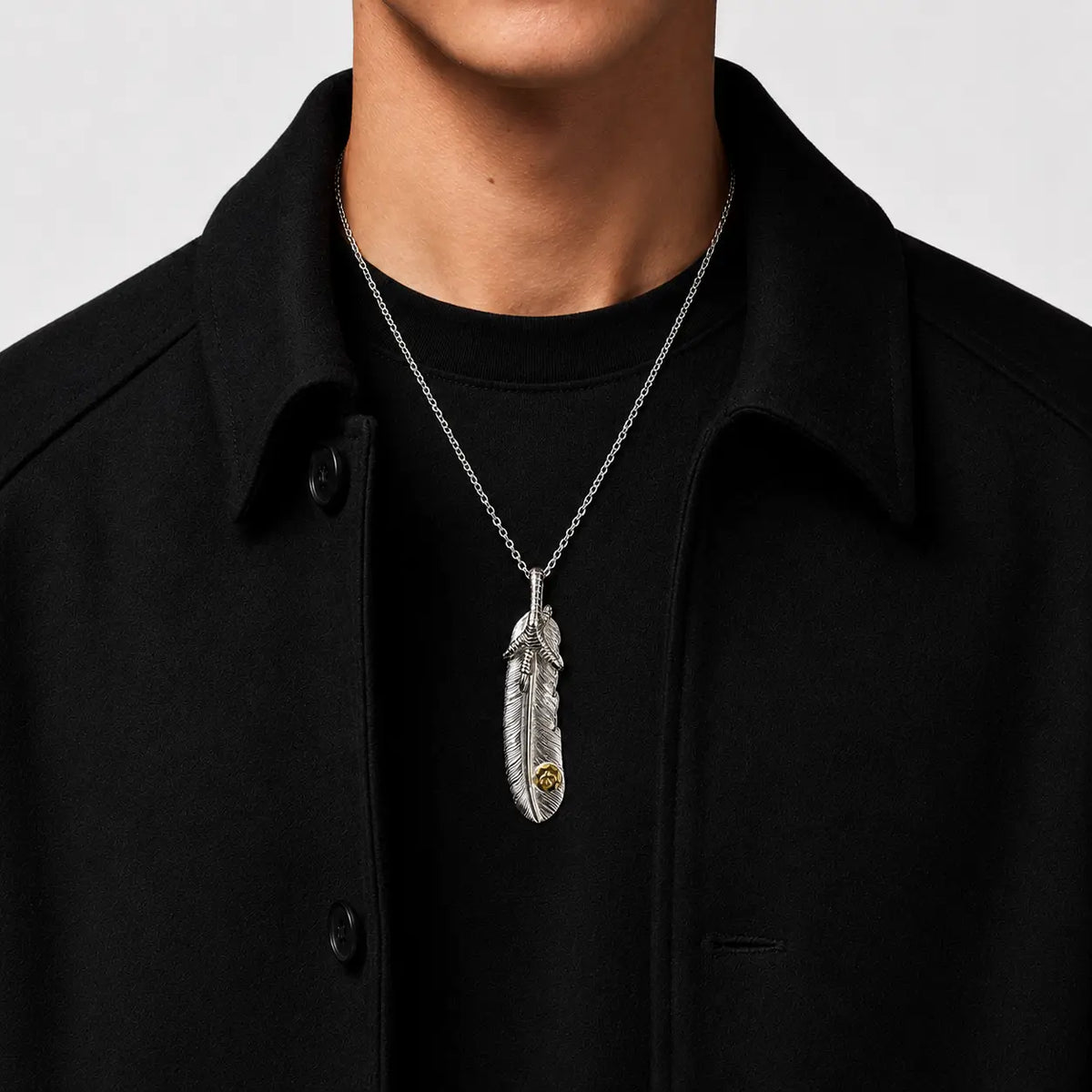 Goros Feather With Silver Claw - Facing Left