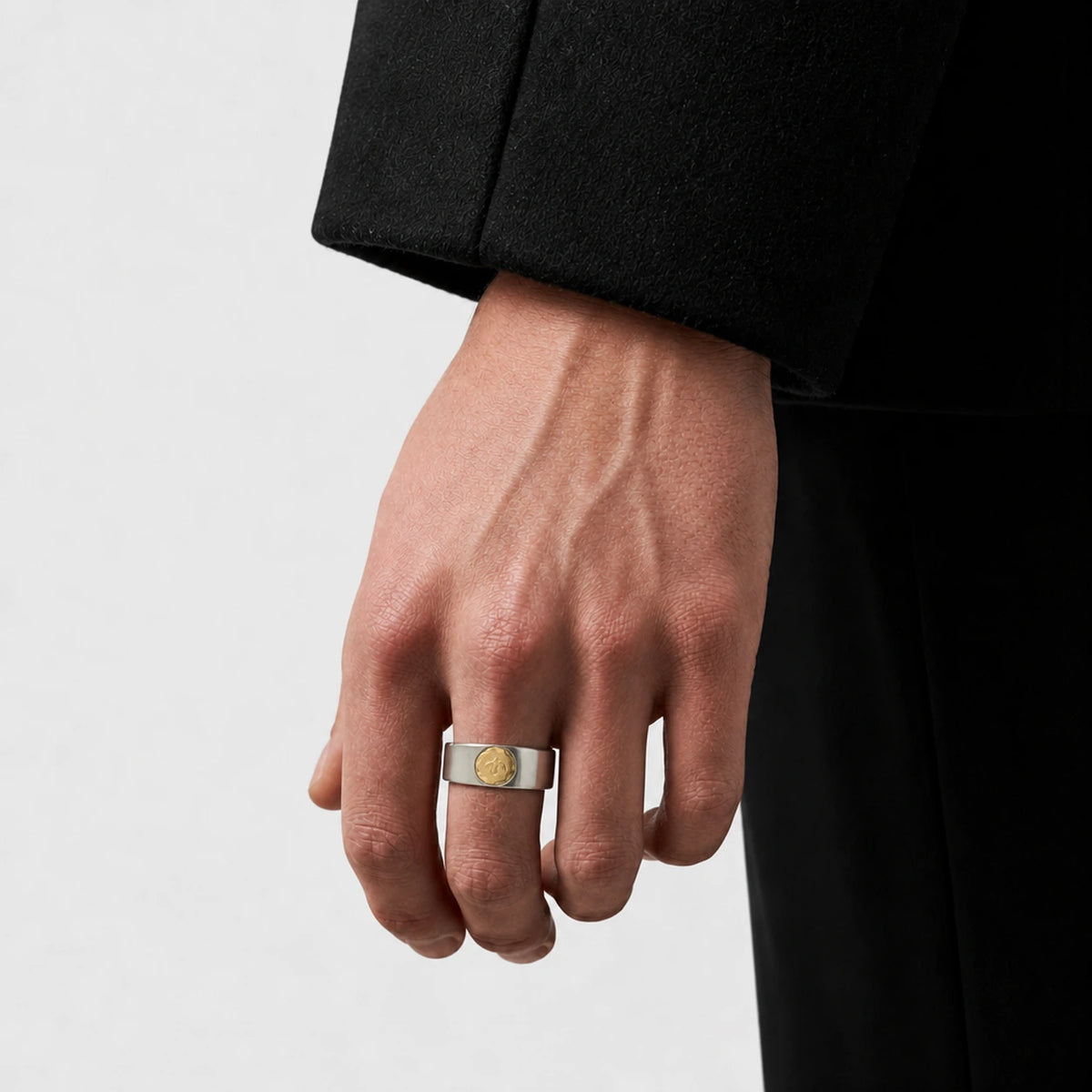 Goros Flattened Ring - Silver And Gold
