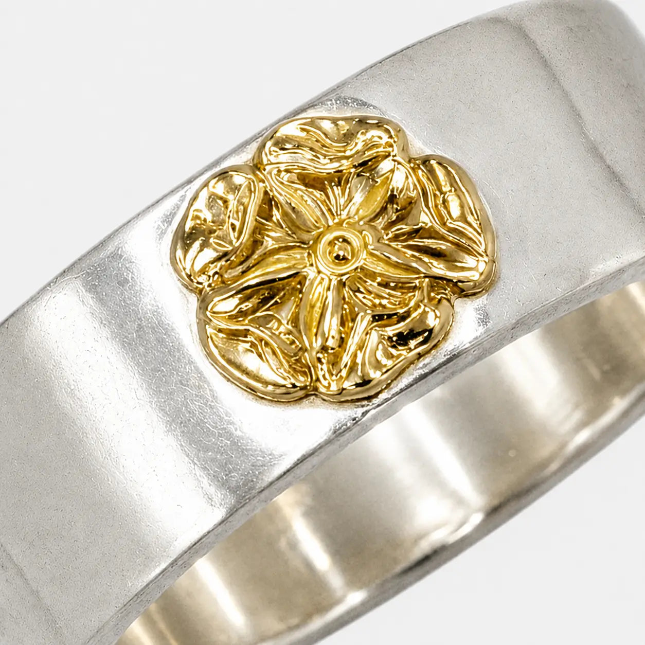 Goros Flattened Rose Ring - Silver And Gold