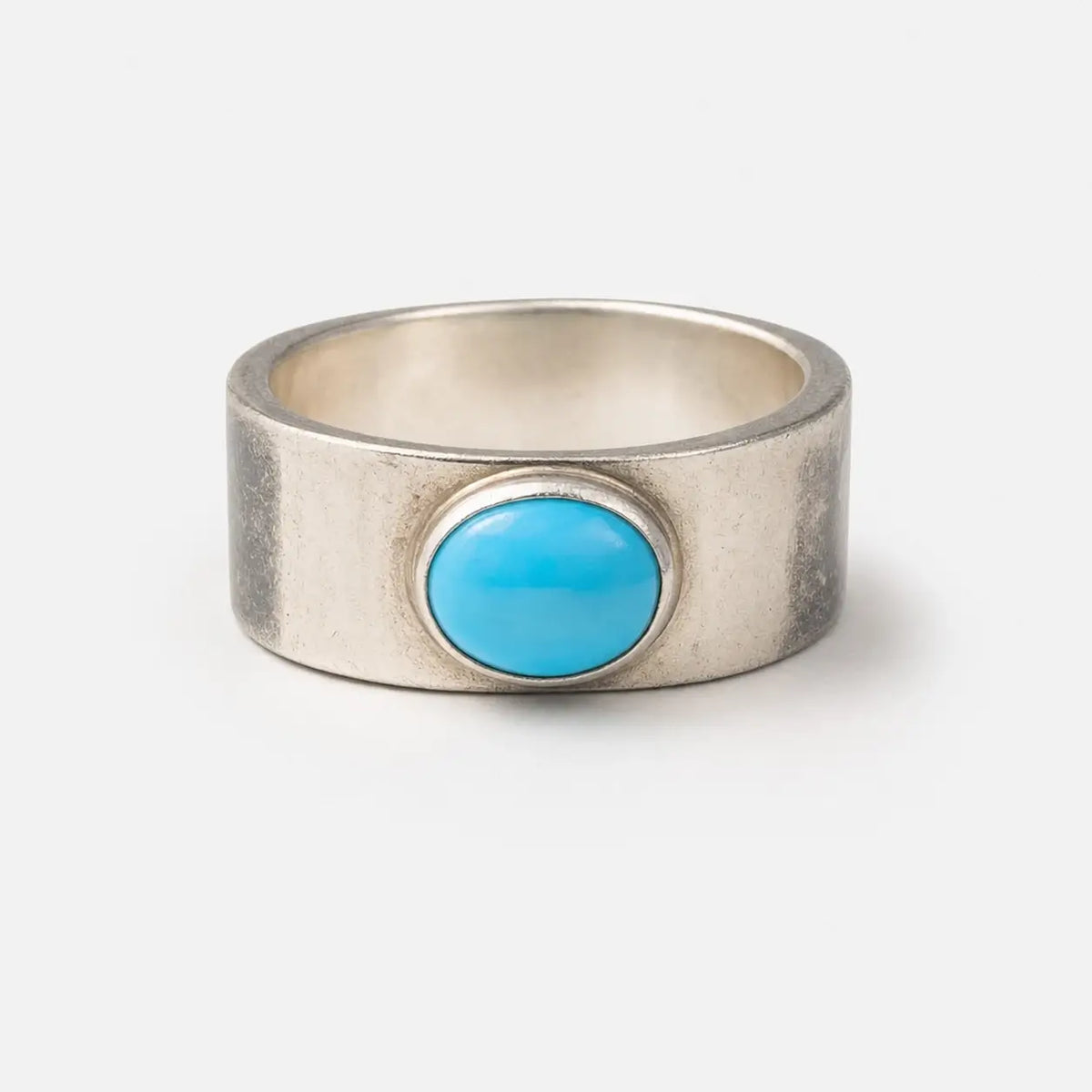 Goros Flattened Turquoise Ring - Silver And Blue