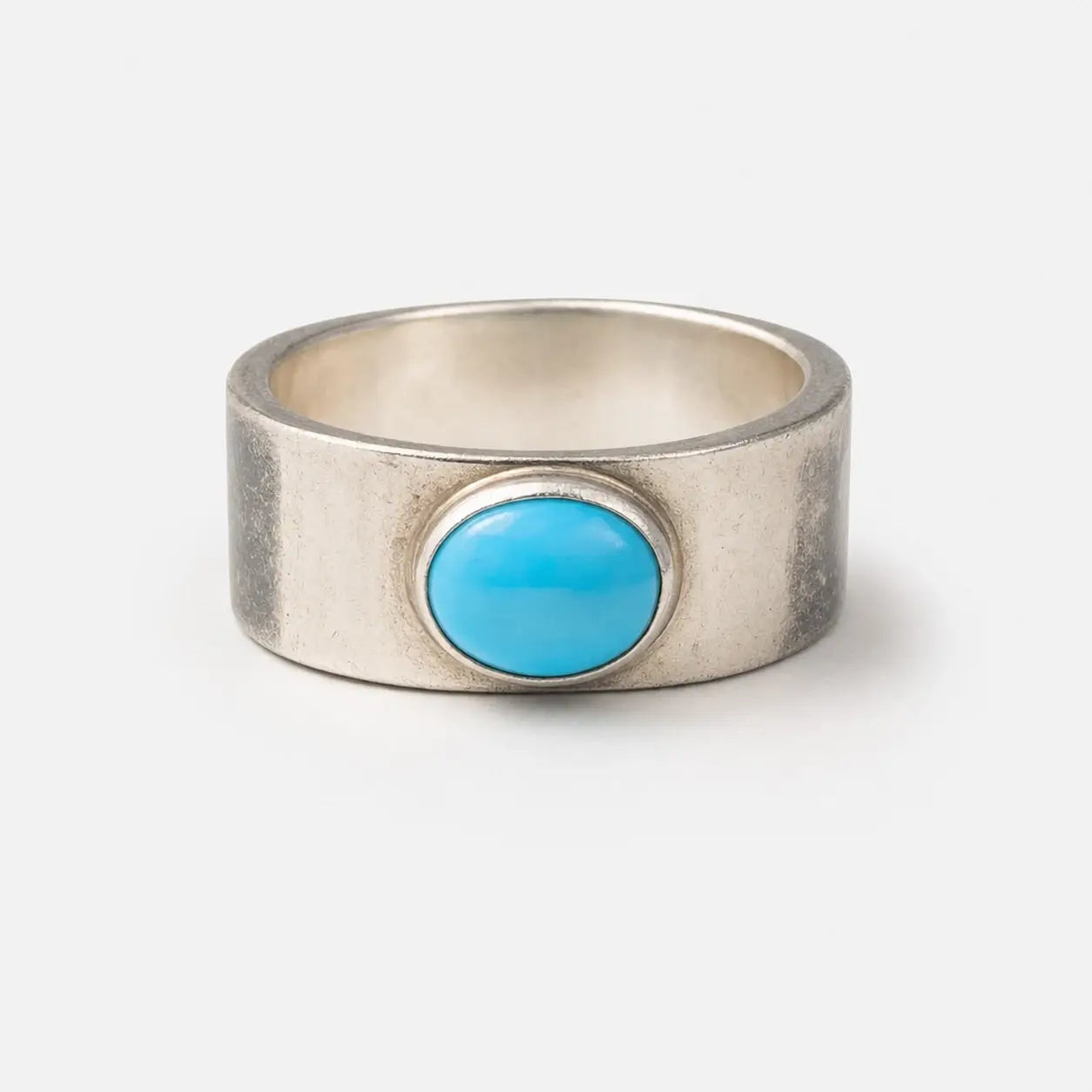 Goros Flattened Turquoise Ring - Silver And Blue