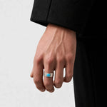 Goros Flattened Turquoise Ring - Silver And Blue