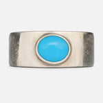 Goros Flattened Turquoise Ring - Silver And Blue