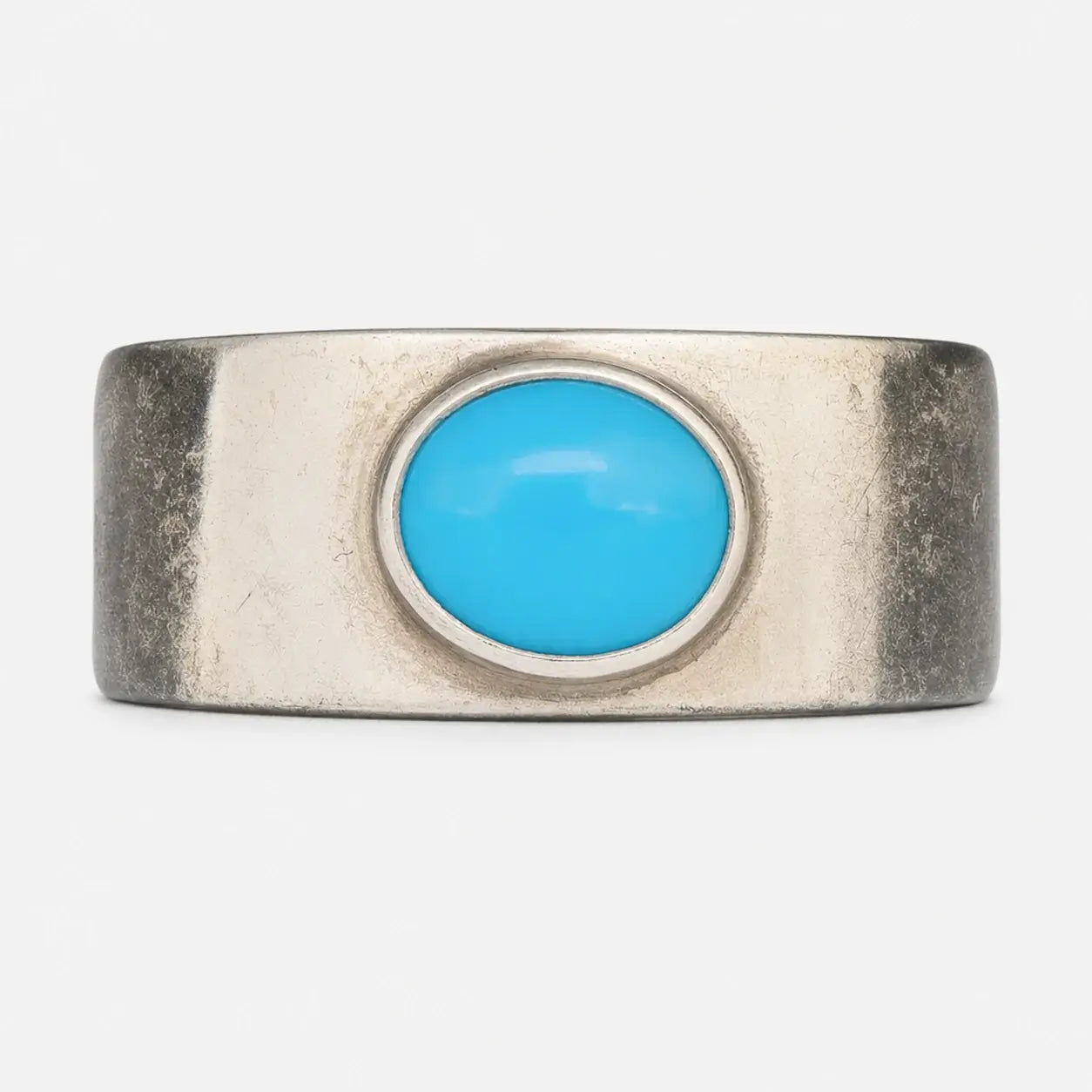 Goros Flattened Turquoise Ring - Silver And Blue