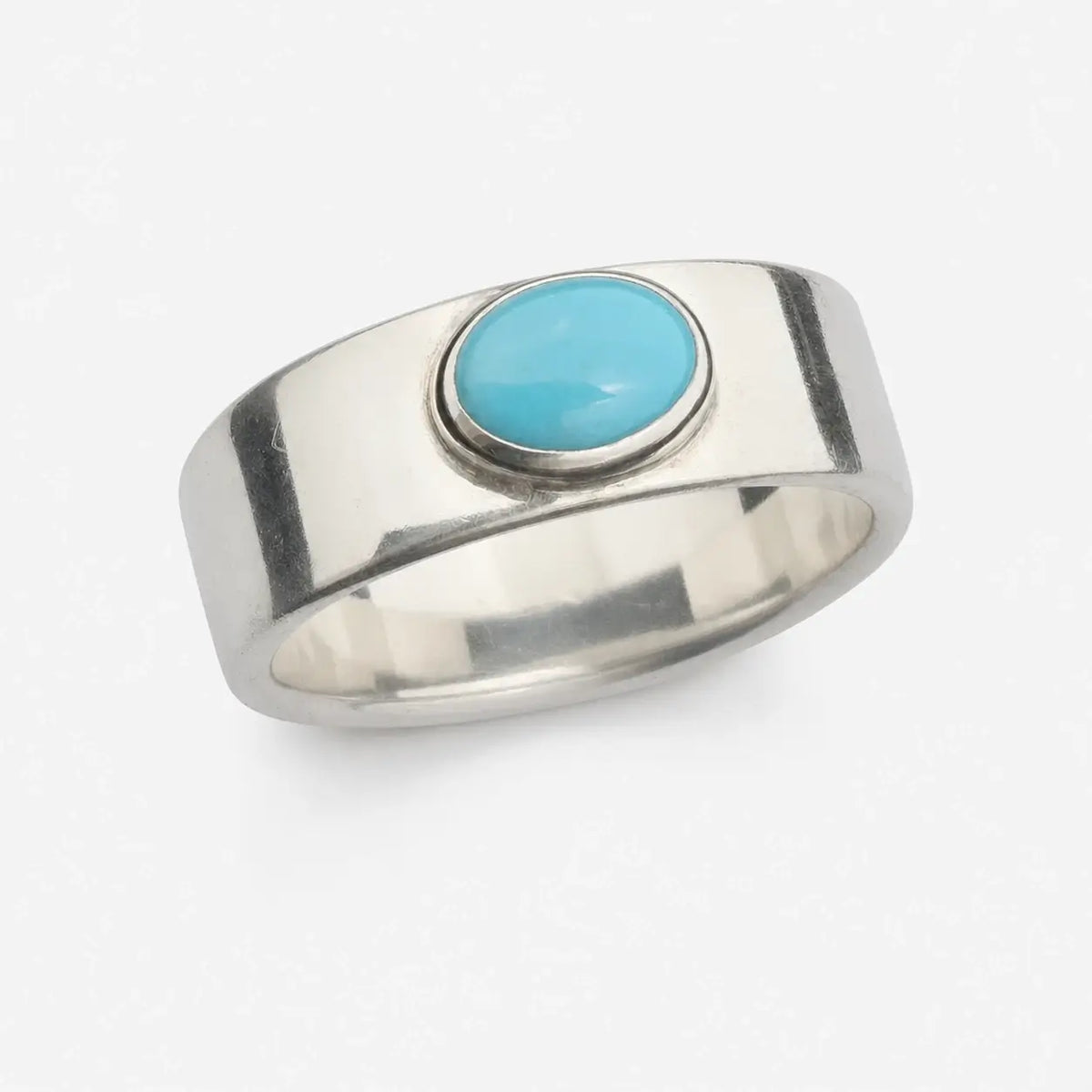 Goros Flattened Turquoise Ring - Silver And Blue