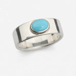 Goros Flattened Turquoise Ring - Silver And Blue